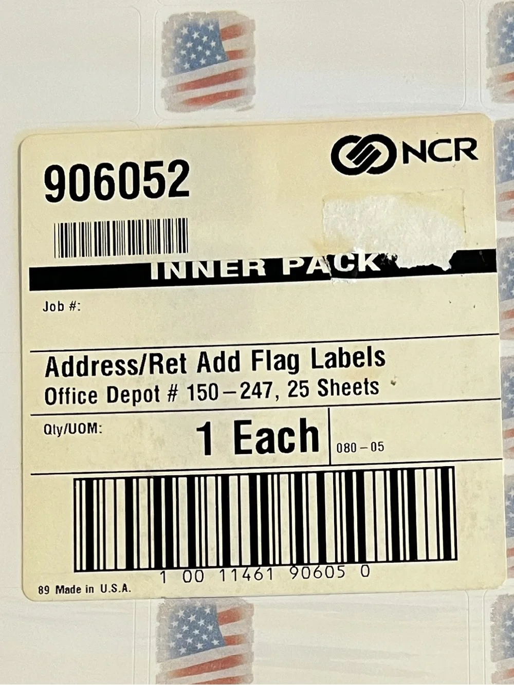 🔴NCR American Flag Blank Premium Address Return Labels Laser InkJet Printer